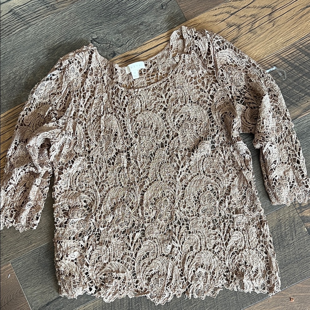 ADIVA Tan Lace Blouse size 1X.